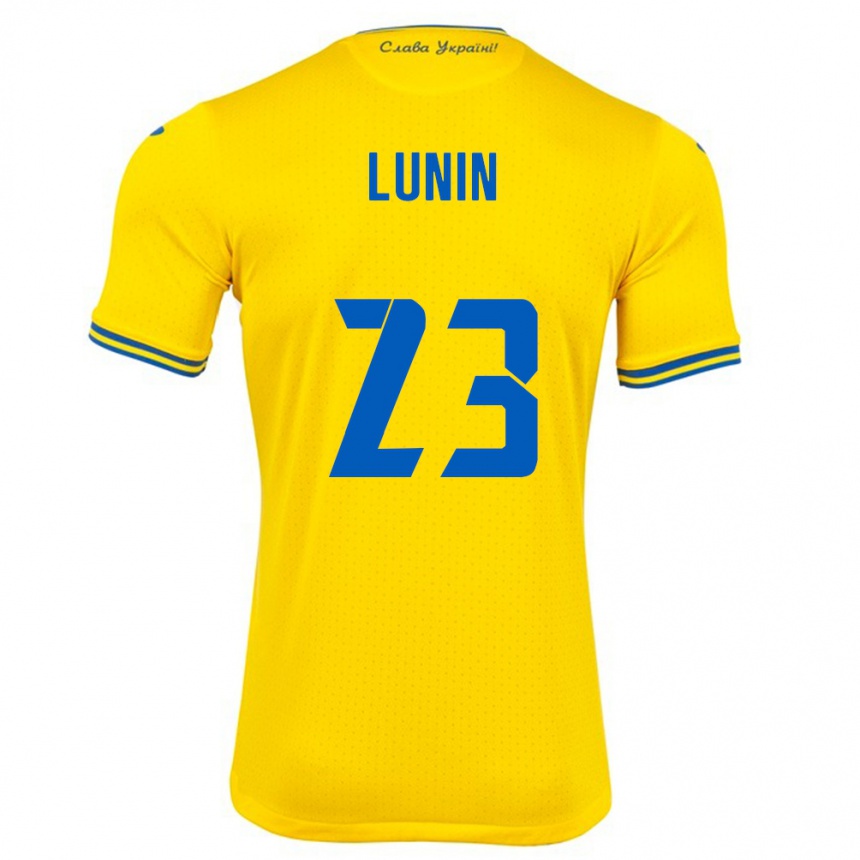 Women Football Ukraine Andriy Lunin #23 Yellow Home Jersey 24-26 T-Shirt Uk