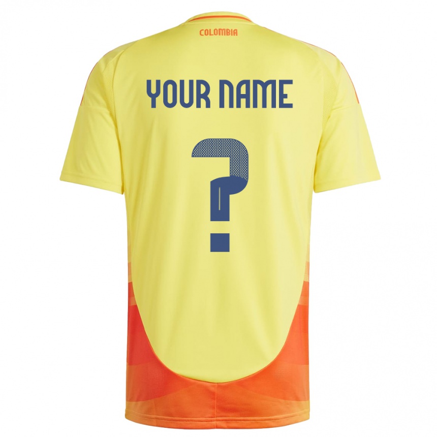 Women Football Colombia Your Name #0 Yellow Home Jersey 24-26 T-Shirt Uk