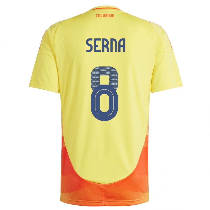 Women Football Colombia Liced Serna #8 Yellow Home Jersey 24-26 T-Shirt Uk