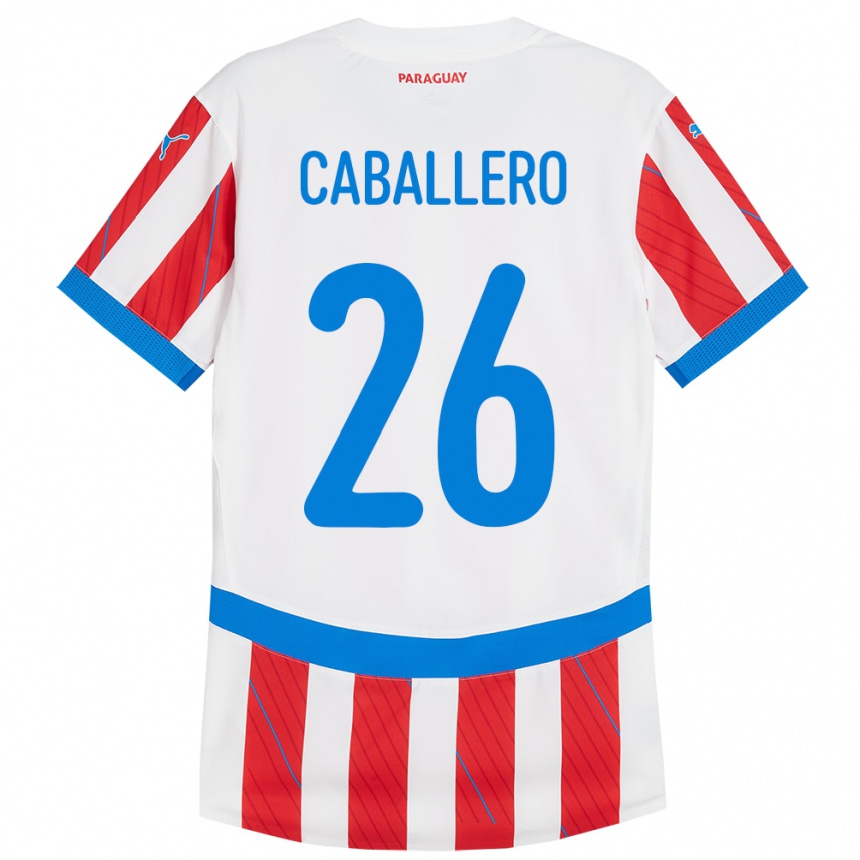 Women Football Paraguay Hernesto Caballero #26 White Red Home Jersey 24-26 T-Shirt Uk