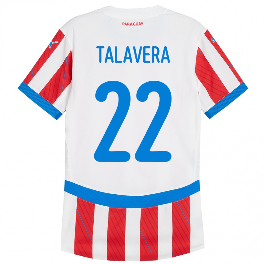 Women Football Paraguay Javier Talavera #22 White Red Home Jersey 24-26 T-Shirt Uk