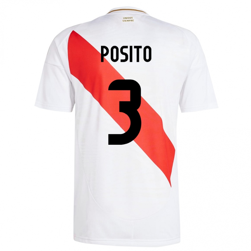 Women Football Peru Alejandro Pósito #3 White Home Jersey 24-26 T-Shirt Uk