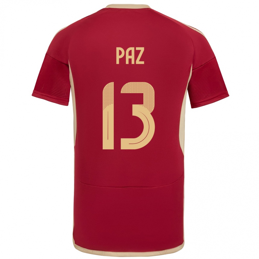 Women Football Venezuela Jesús Paz #13 Burgundy Home Jersey 24-26 T-Shirt Uk