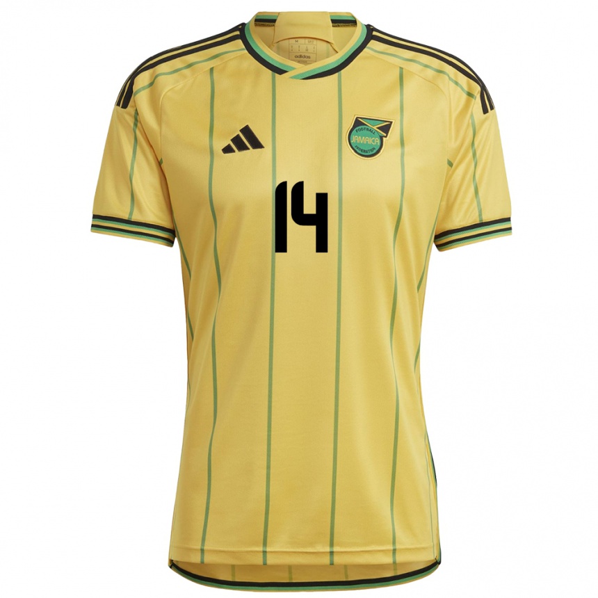 Women Football Jamaica Kasey Palmer #14 Yellow Home Jersey 24-26 T-Shirt Uk