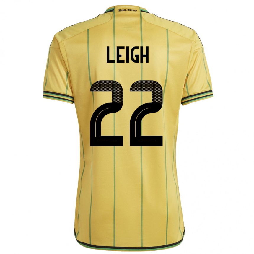 Women Football Jamaica Greg Leigh #22 Yellow Home Jersey 24-26 T-Shirt Uk