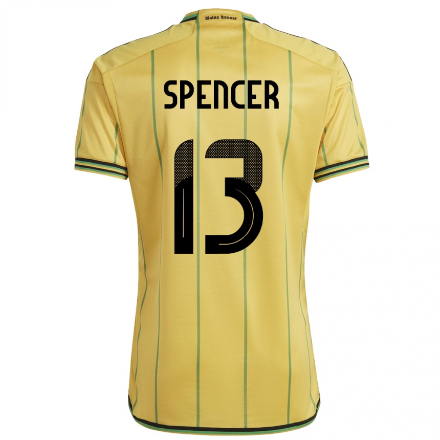 Women Football Jamaica Rebecca Spencer #13 Yellow Home Jersey 24-26 T-Shirt Uk