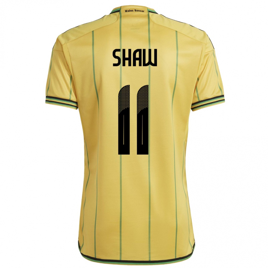 Women Football Jamaica Khadija Shaw #11 Yellow Home Jersey 24-26 T-Shirt Uk