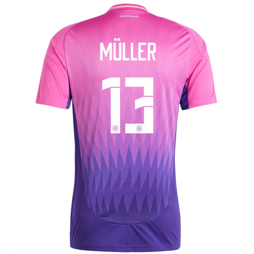 Women Football Germany Thomas Muller #13 Pink Purple Away Jersey 24-26 T-Shirt Uk