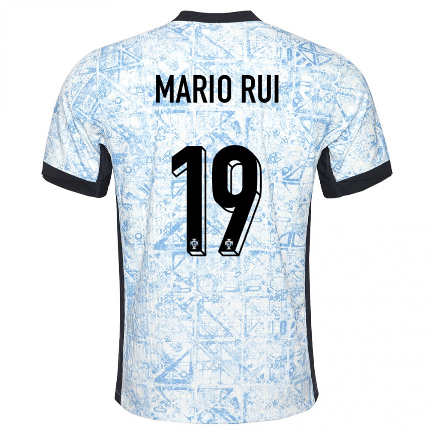 Women Football Portugal Mario Rui #19 Cream Blue Away Jersey 24-26 T-Shirt Uk