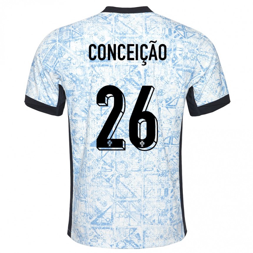 Women Football Portugal Francisco Conceicao #26 Cream Blue Away Jersey 24-26 T-Shirt Uk