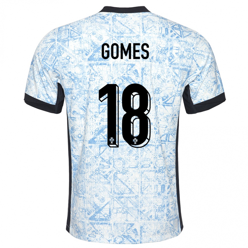 Women Football Portugal Andre Gomes #18 Cream Blue Away Jersey 24-26 T-Shirt Uk