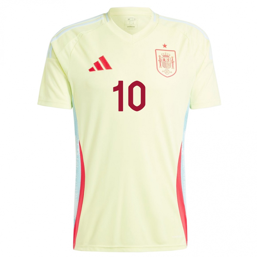 Women Football Spain Dani Olmo #10 Yellow Away Jersey 24-26 T-Shirt Uk