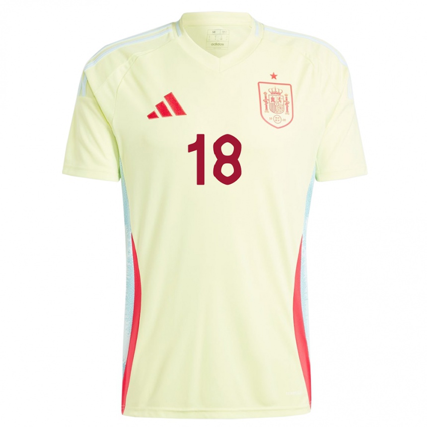 Women Football Spain Aitana Bonmati #18 Yellow Away Jersey 24-26 T-Shirt Uk