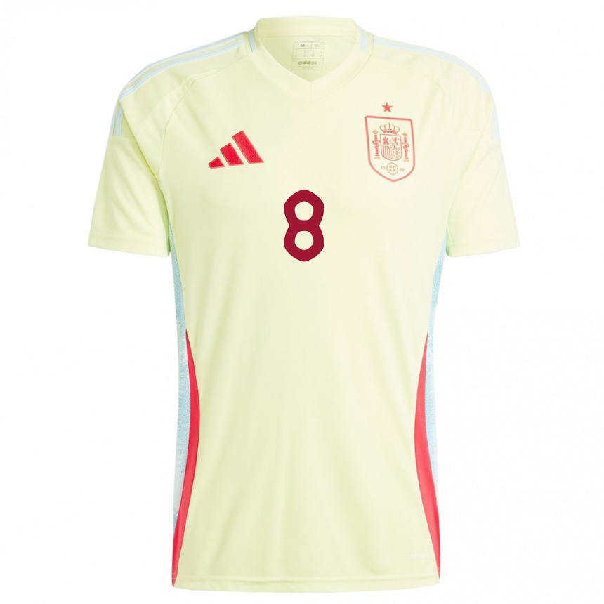 Women Football Spain Dani Perez #8 Yellow Away Jersey 24-26 T-Shirt Uk