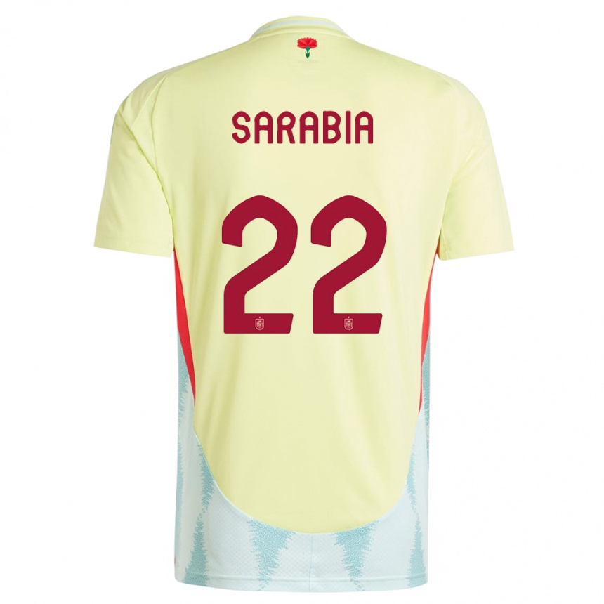 Women Football Spain Pablo Sarabia #22 Yellow Away Jersey 24-26 T-Shirt Uk