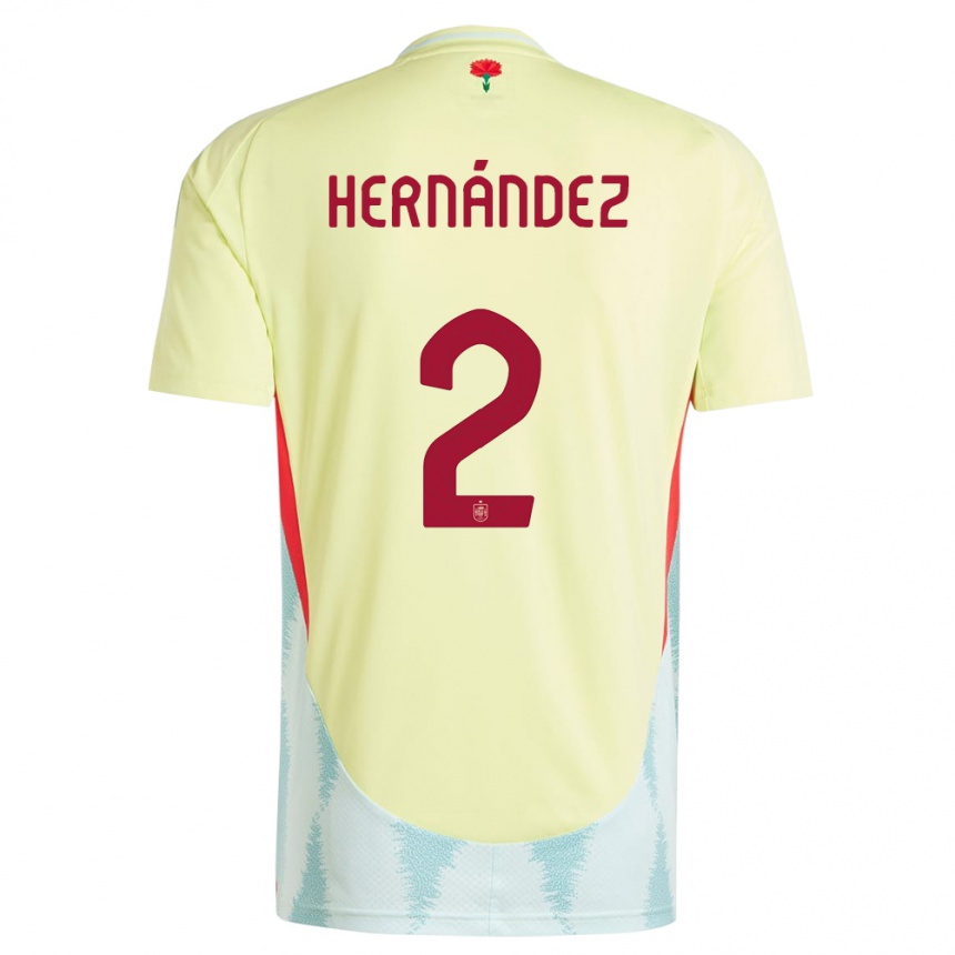 Women Football Spain Oihane Hernandez #2 Yellow Away Jersey 24-26 T-Shirt Uk