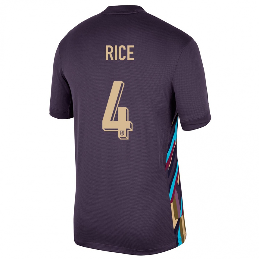 Women Football England Declan Rice #4 Dark Raisin Away Jersey 24-26 T-Shirt Uk