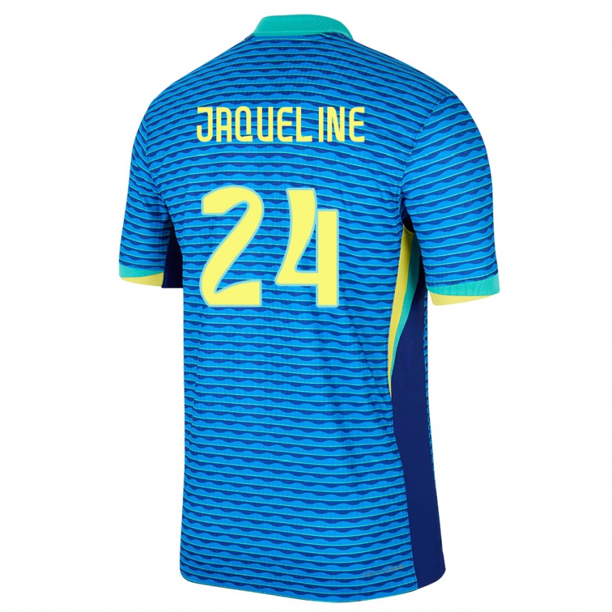 Women Football Brazil Jaqueline #24 Blue Away Jersey 24-26 T-Shirt Uk