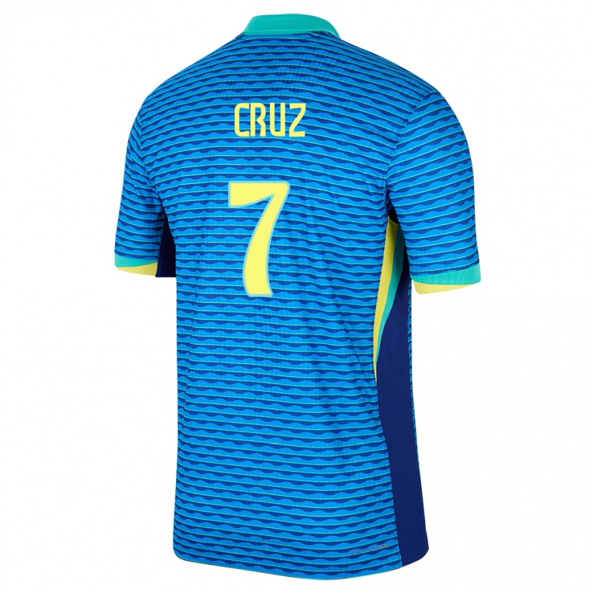 Women Football Brazil Joao Cruz #7 Blue Away Jersey 24-26 T-Shirt Uk