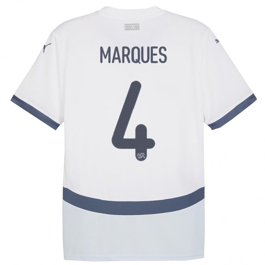 Women Football Switzerland Christian Marques #4 White Away Jersey 24-26 T-Shirt Uk