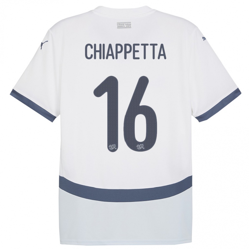 Women Football Switzerland Carmine Chiappetta #16 White Away Jersey 24-26 T-Shirt Uk