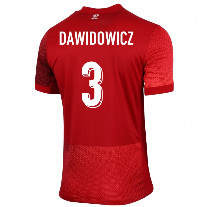 Women Football Poland Pawel Dawidowicz #3 Red Away Jersey 24-26 T-Shirt Uk