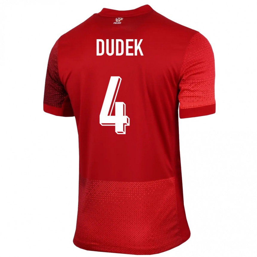 Women Football Poland Paulina Dudek #4 Red Away Jersey 24-26 T-Shirt Uk