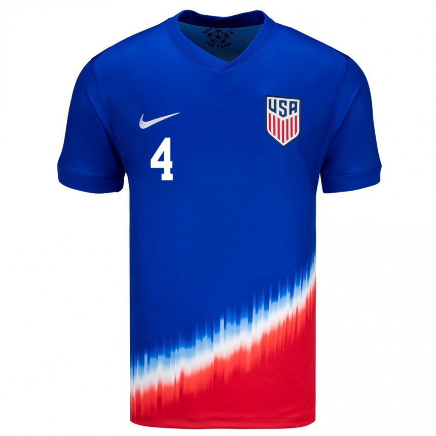 Women Football United States Tyler Adams #4 Blue Away Jersey 24-26 T-Shirt Uk