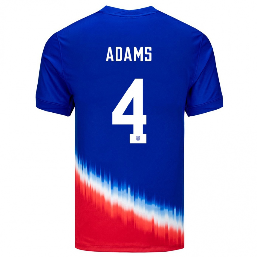 Women Football United States Tyler Adams #4 Blue Away Jersey 24-26 T-Shirt Uk