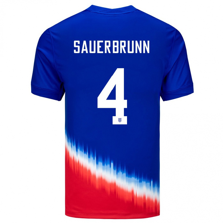 Women Football United States Becky Sauerbrunn #4 Blue Away Jersey 24-26 T-Shirt Uk