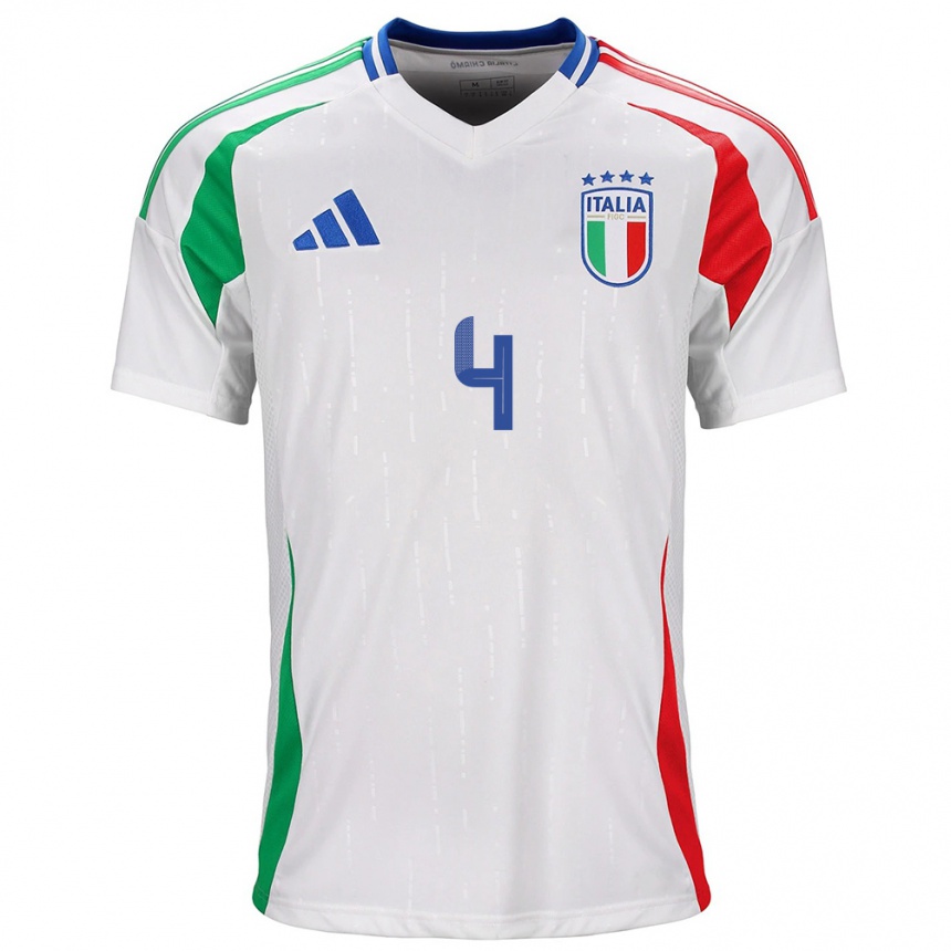 Women Football Italy Alessandro Buongiorno #4 White Away Jersey 24-26 T-Shirt Uk