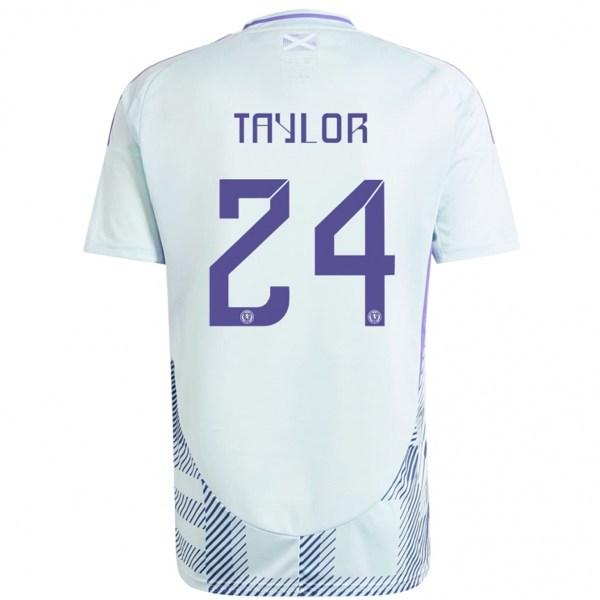 Women Football Scotland Greg Taylor #24 Light Mint Blue Away Jersey 24-26 T-Shirt Uk