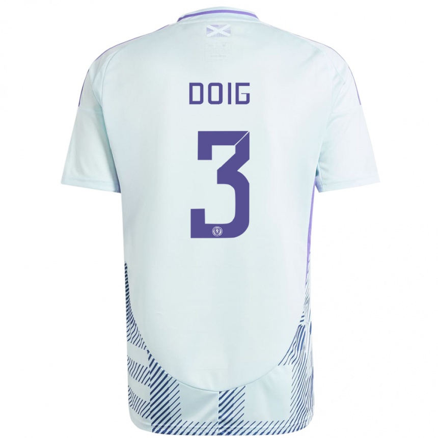 Women Football Scotland Josh Doig #3 Light Mint Blue Away Jersey 24-26 T-Shirt Uk