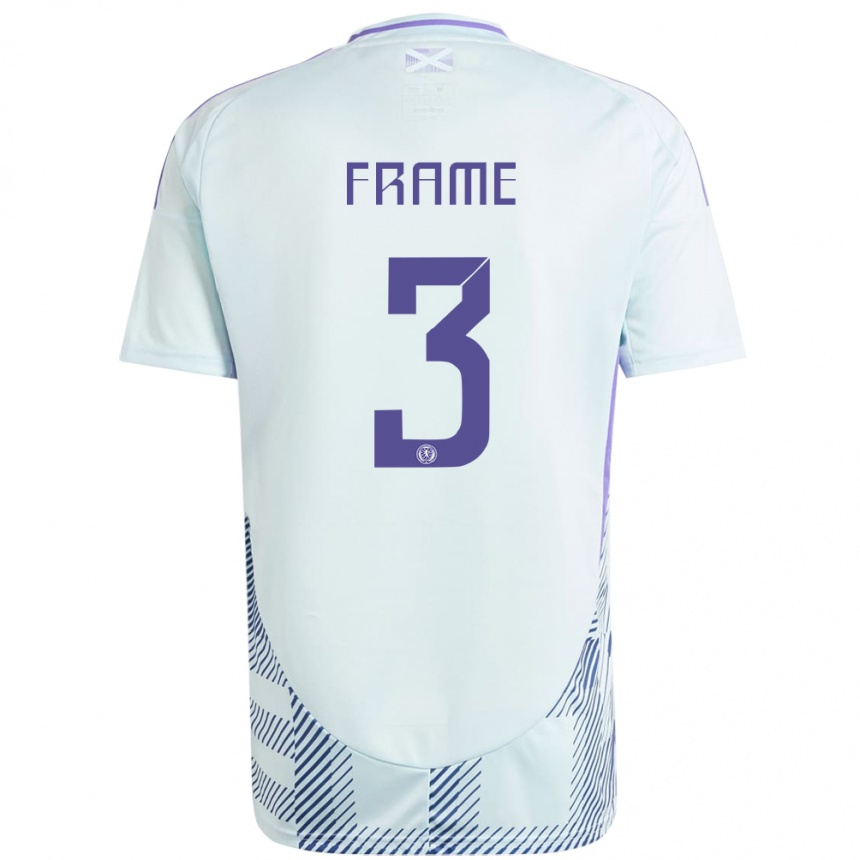 Women Football Scotland Mitchel Frame #3 Light Mint Blue Away Jersey 24-26 T-Shirt Uk