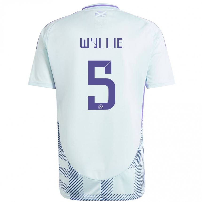 Women Football Scotland Jack Wyllie #5 Light Mint Blue Away Jersey 24-26 T-Shirt Uk