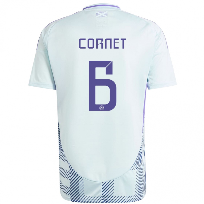 Women Football Scotland Chelsea Cornet #6 Light Mint Blue Away Jersey 24-26 T-Shirt Uk