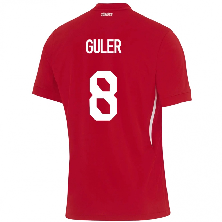 Women Football Turkey Arda Güler #8 Red Away Jersey 24-26 T-Shirt Uk