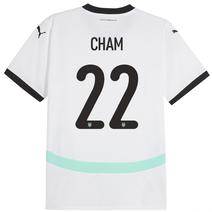 Women Football Austria Muhammed Cham #22 White Away Jersey 24-26 T-Shirt Uk