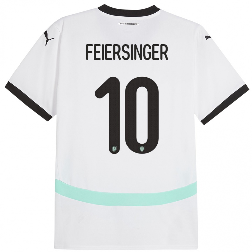 Women Football Austria Laura Feiersinger #10 White Away Jersey 24-26 T-Shirt Uk