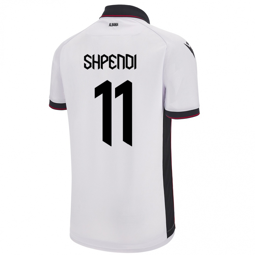 Women Football Albania Stiven Shpendi #11 White Away Jersey 24-26 T-Shirt Uk