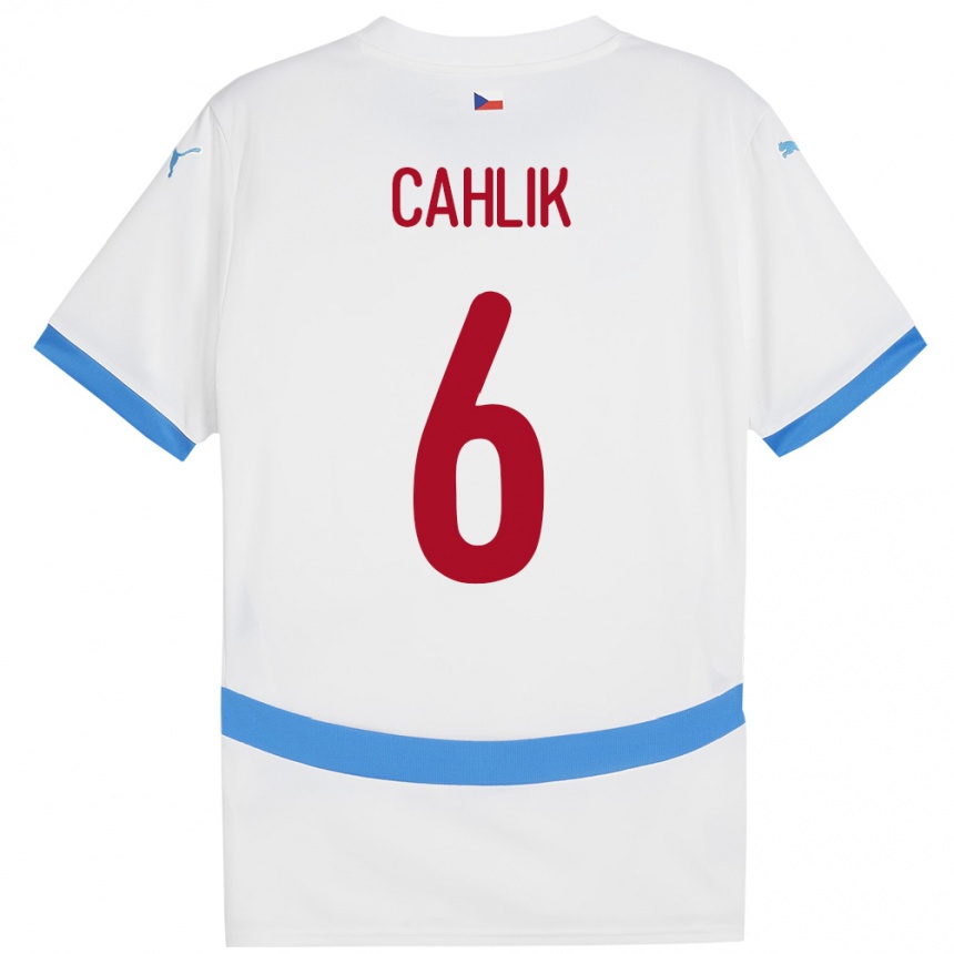 Women Football Czech Republic Jakub Cahlik #6 White Away Jersey 24-26 T-Shirt Uk