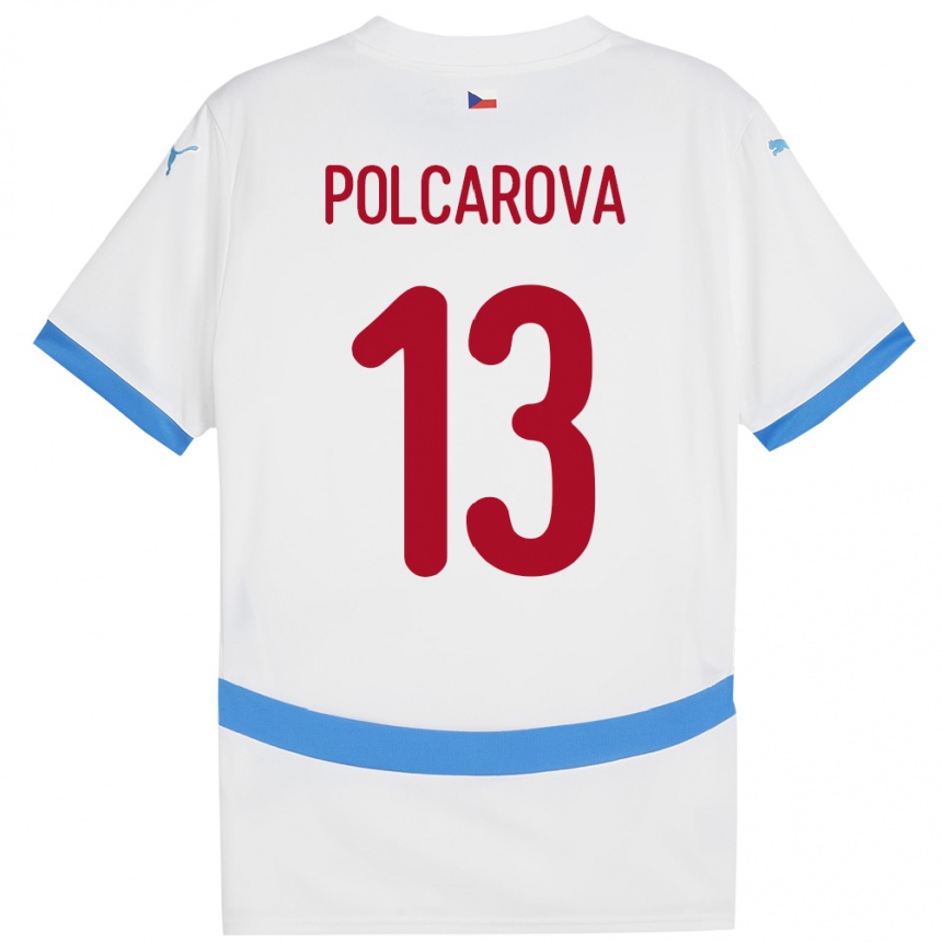 Women Football Czech Republic Barbora Polcarová #13 White Away Jersey 24-26 T-Shirt Uk