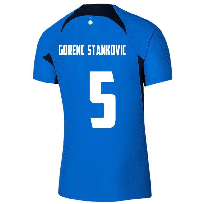 Women Football Slovenia Jon Gorenc Stankovic #5 Blue Away Jersey 24-26 T-Shirt Uk