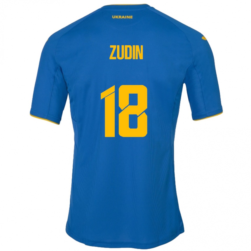 Women Football Ukraine Dmytro Zudin #18 Blue Away Jersey 24-26 T-Shirt Uk