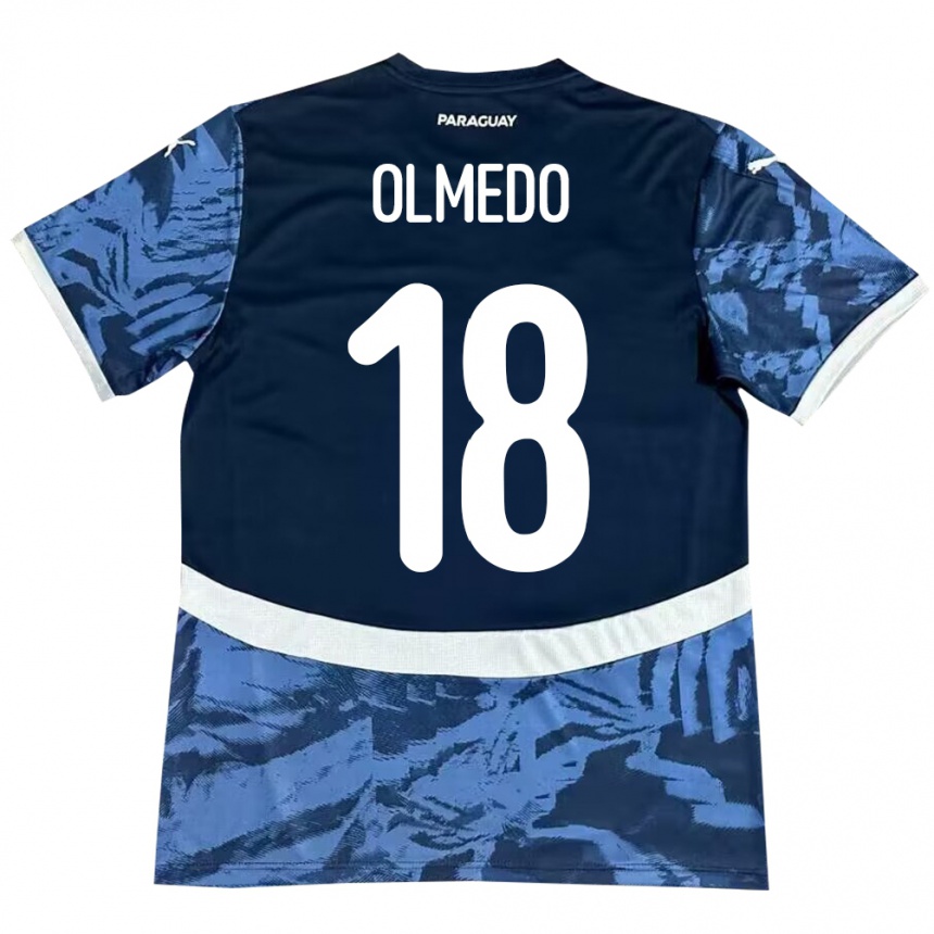 Women Football Paraguay Cesar Olmedo #18 Blue Away Jersey 24-26 T-Shirt Uk