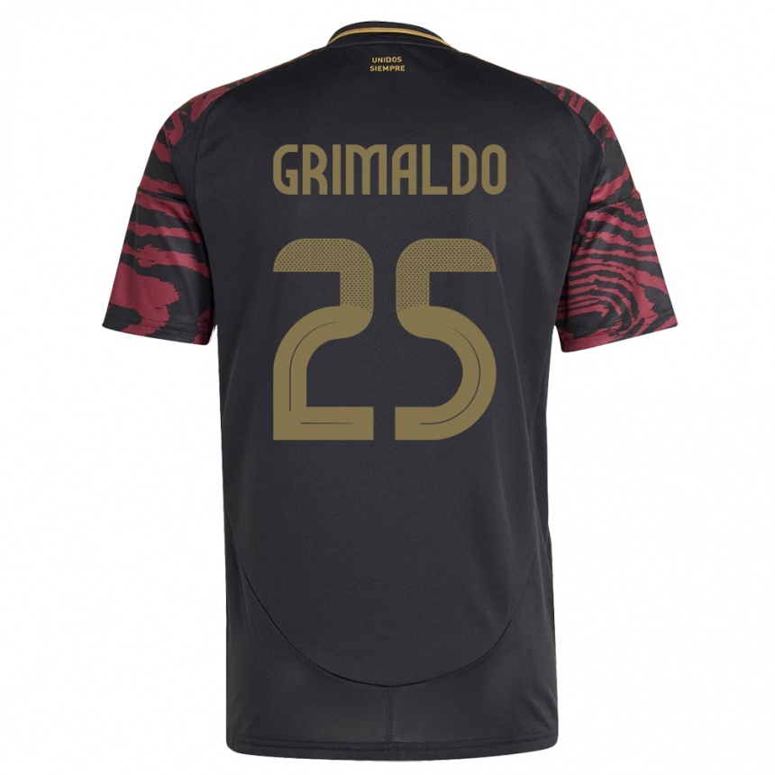 Women Football Peru Joao Grimaldo #25 Black Away Jersey 24-26 T-Shirt Uk