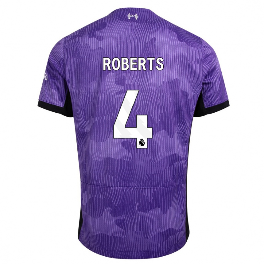 Kids  Rhiannon Roberts #4 Purple Third Jersey 2023/24 T-Shirt Uk