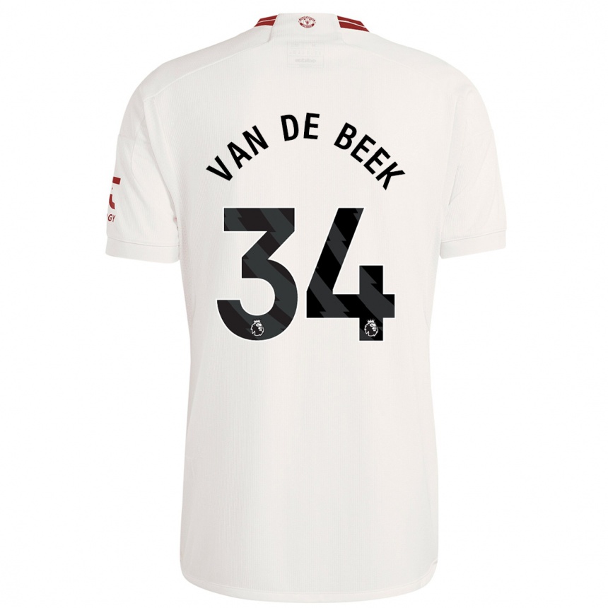 Kids  Donny Van De Beek #34 White Third Jersey 2023/24 T-Shirt Uk