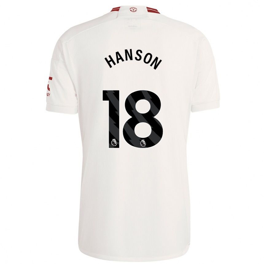 Kids  Kirsty Hanson #18 White Third Jersey 2023/24 T-Shirt Uk