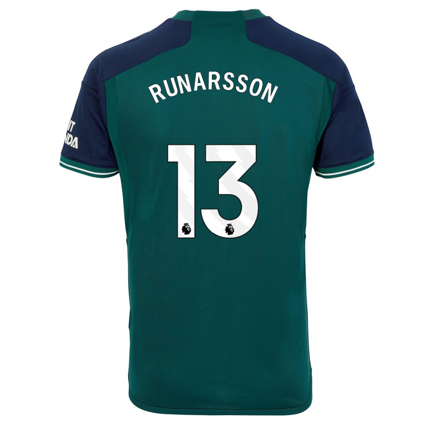 Kids  Runar Alex Runarsson #13 Green Third Jersey 2023/24 T-Shirt Uk